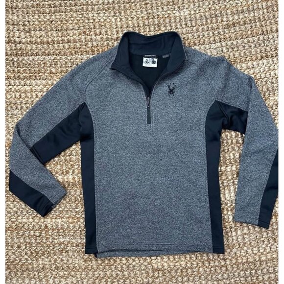 Spyder Black Gray Quarter Zip Pullover (XL) - Picture 1 of 6
